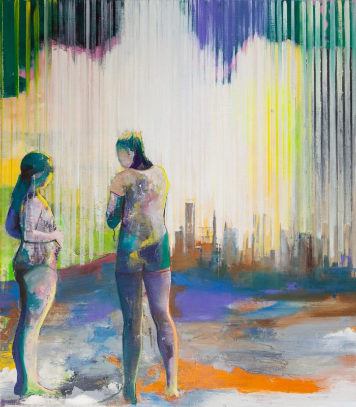 Casper Verborg | on the beach #2 | oil and spray paint on canvas | 160 x 140 cm | 2019