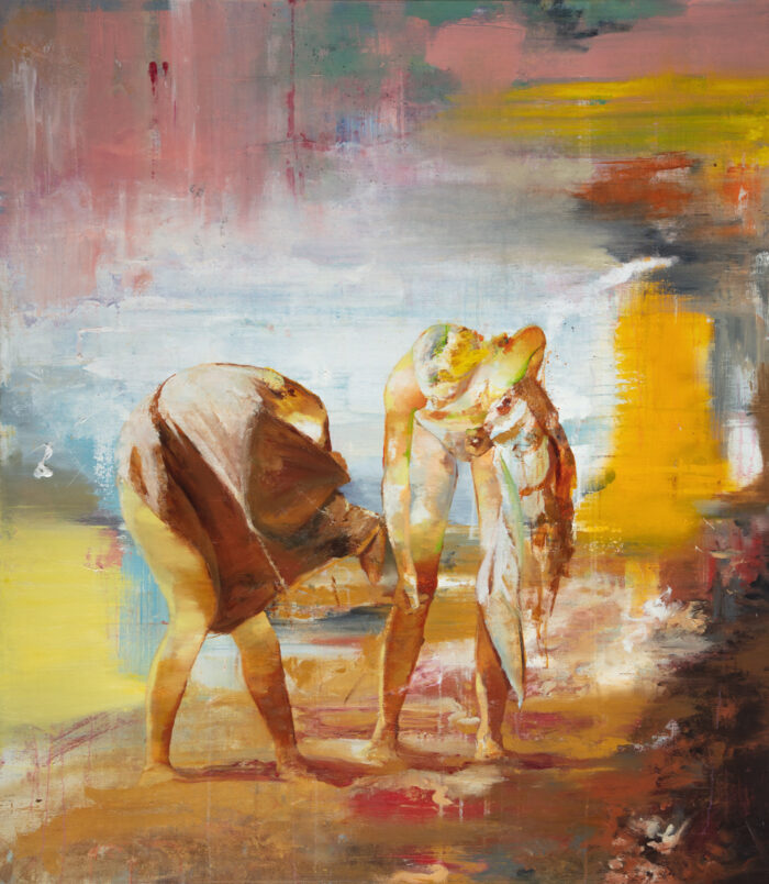 Casper Verborg | on the beach #3 | oil and spray paint on canvas | 160 x 140 cm | 2020-2022